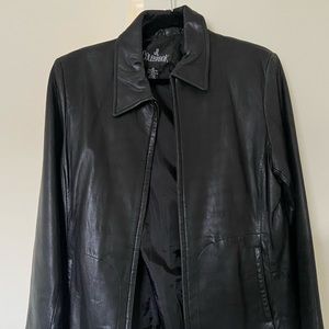 Vintage Leather Zip-Up Blazer